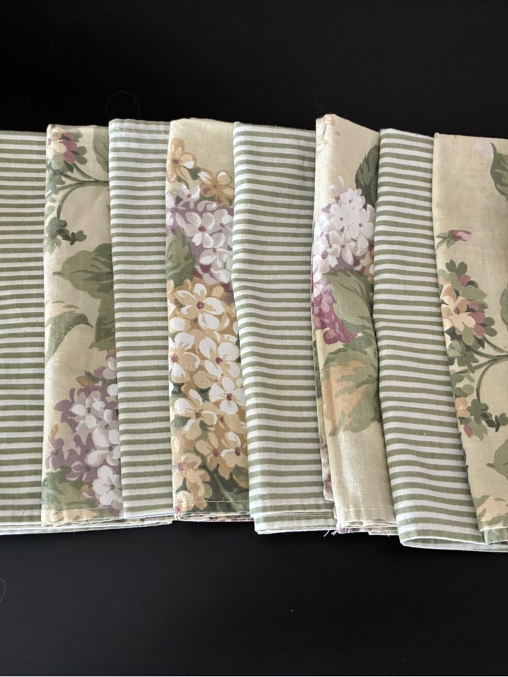 Martha Stewart Dinner Napkins, Cotton, Hydrangea & Stripes, Set of 11 - Picture 8 of 10